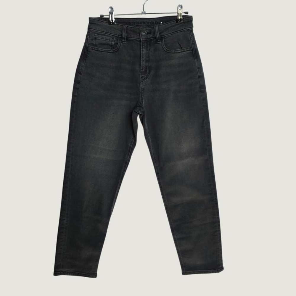 American Eagle Mom Jeans Womens 2 Short Black Excellent High Rise Stretch Jean